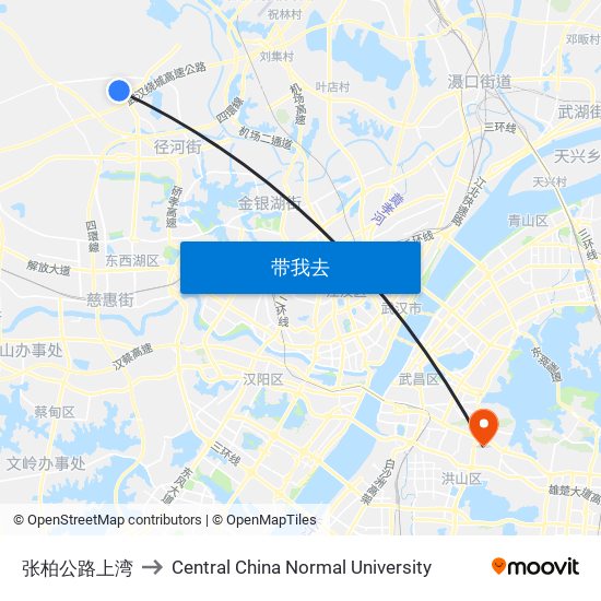 张柏公路上湾 to Central China Normal University map