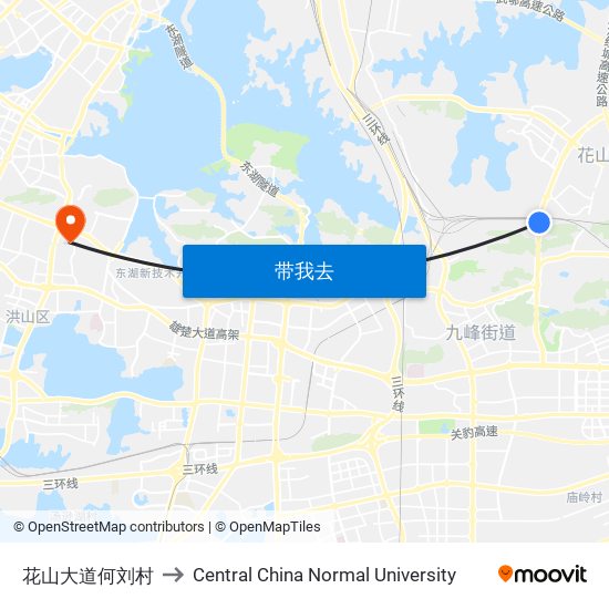 花山大道何刘村 to Central China Normal University map