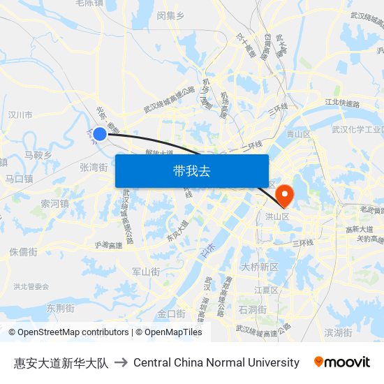 惠安大道新华大队 to Central China Normal University map