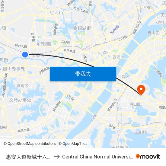 惠安大道新城十六路 to Central China Normal University map