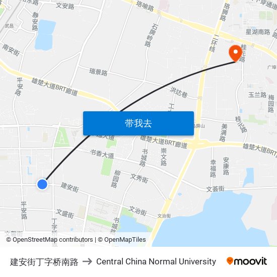 建安街丁字桥南路 to Central China Normal University map