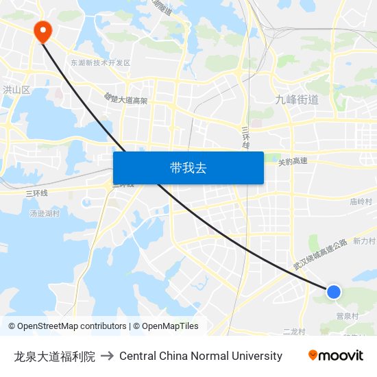 龙泉大道福利院 to Central China Normal University map