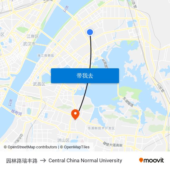 园林路瑞丰路 to Central China Normal University map