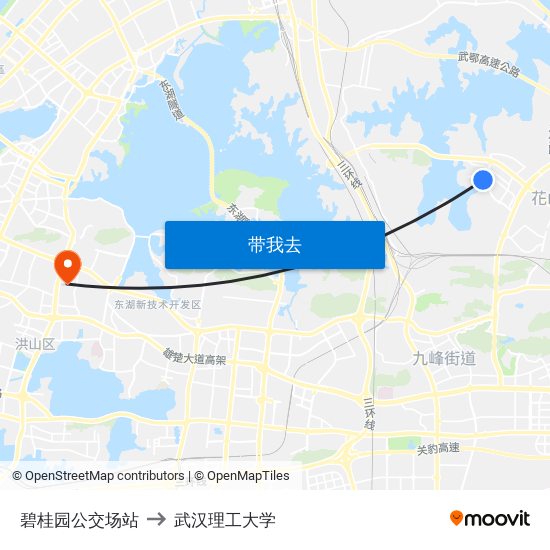 碧桂园公交场站 to 武汉理工大学 map