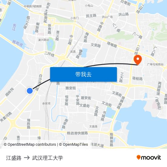 江盛路 to 武汉理工大学 map