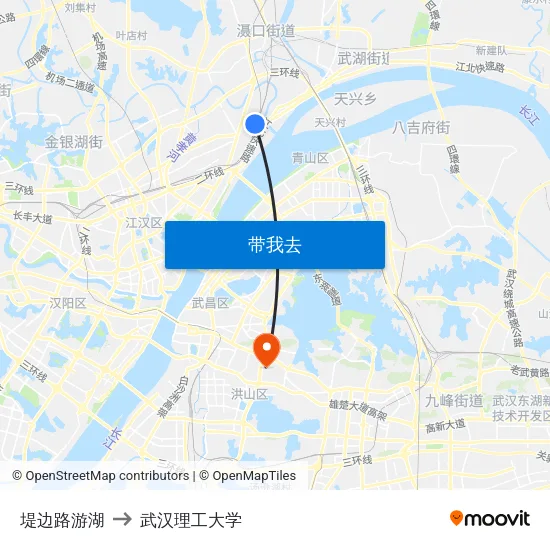 堤边路游湖 to 武汉理工大学 map