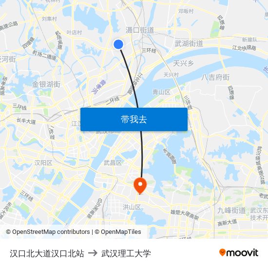 汉口北大道汉口北站 to 武汉理工大学 map