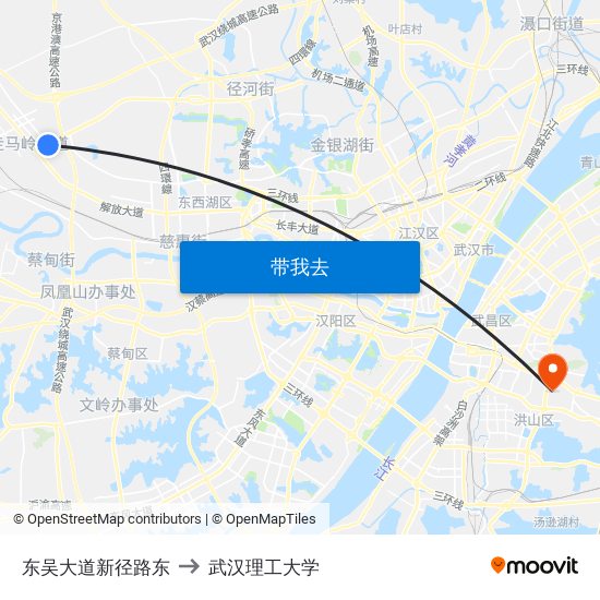 东吴大道新径路东 to 武汉理工大学 map