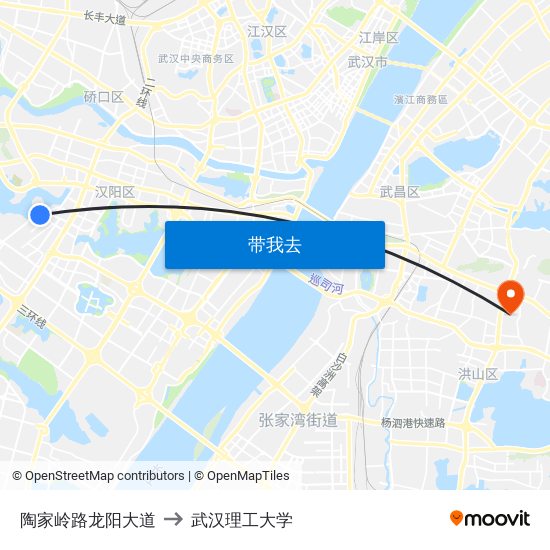 陶家岭路龙阳大道 to 武汉理工大学 map