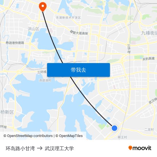 环岛路小甘湾 to 武汉理工大学 map