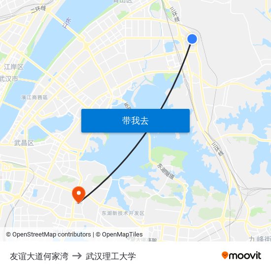 友谊大道何家湾 to 武汉理工大学 map