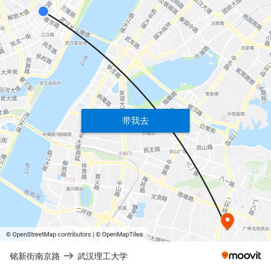 铭新街南京路 to 武汉理工大学 map