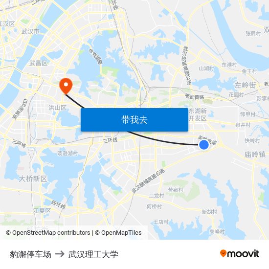 豹澥停车场 to 武汉理工大学 map