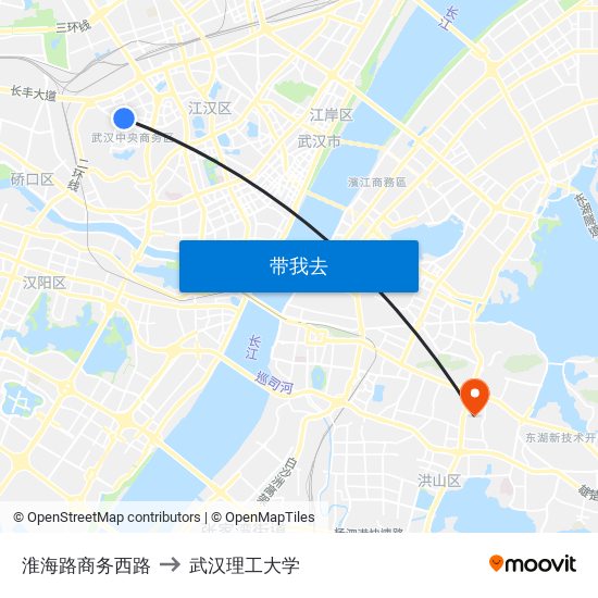 淮海路商务西路 to 武汉理工大学 map