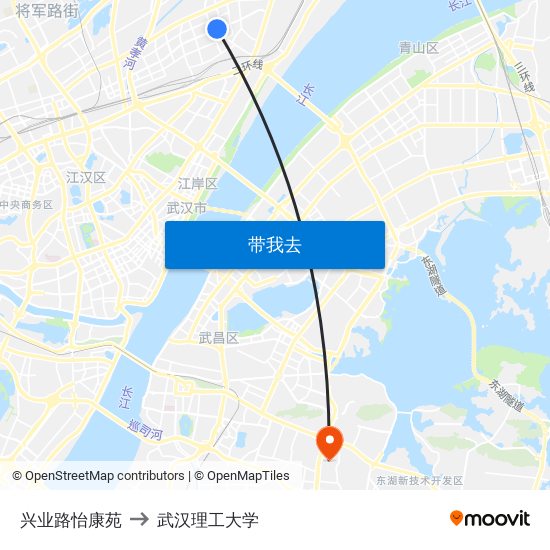 兴业路怡康苑 to 武汉理工大学 map