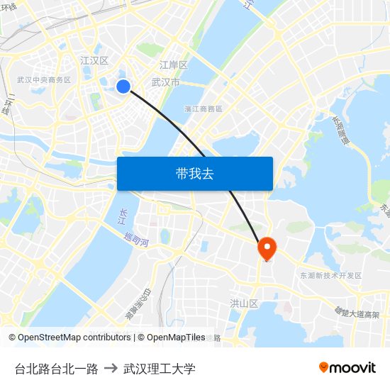 台北路台北一路 to 武汉理工大学 map