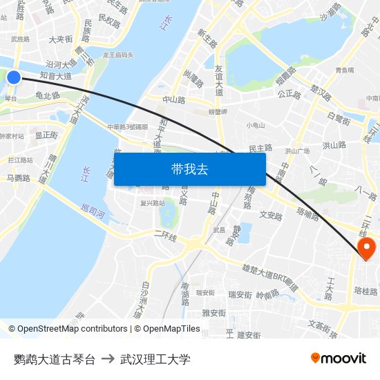 鹦鹉大道古琴台 to 武汉理工大学 map