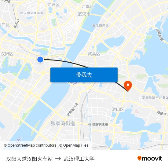 汉阳大道汉阳火车站 to 武汉理工大学 map