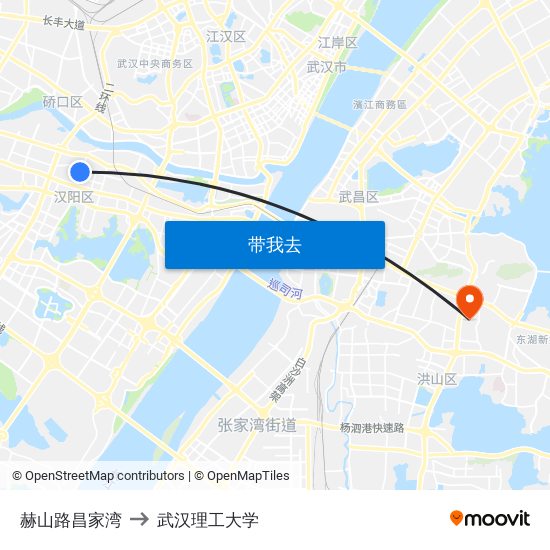 赫山路昌家湾 to 武汉理工大学 map