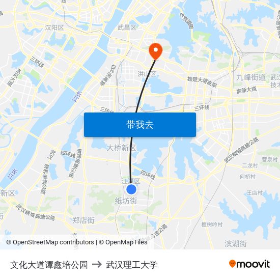 文化大道谭鑫培公园 to 武汉理工大学 map