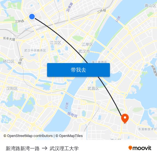 新湾路新湾一路 to 武汉理工大学 map