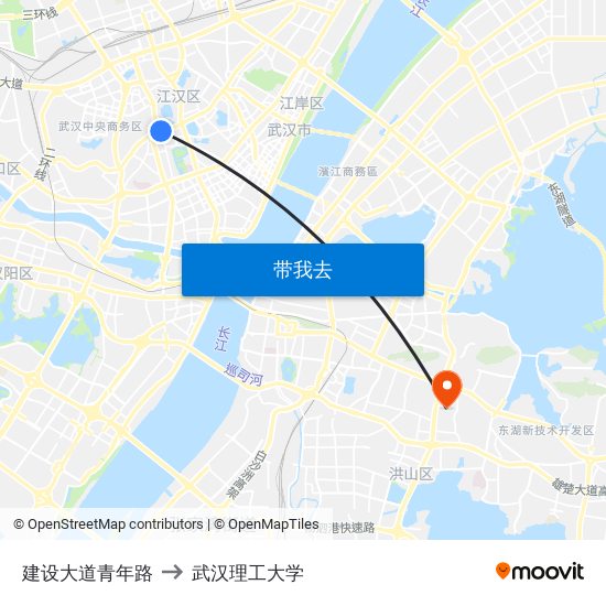 建设大道青年路 to 武汉理工大学 map