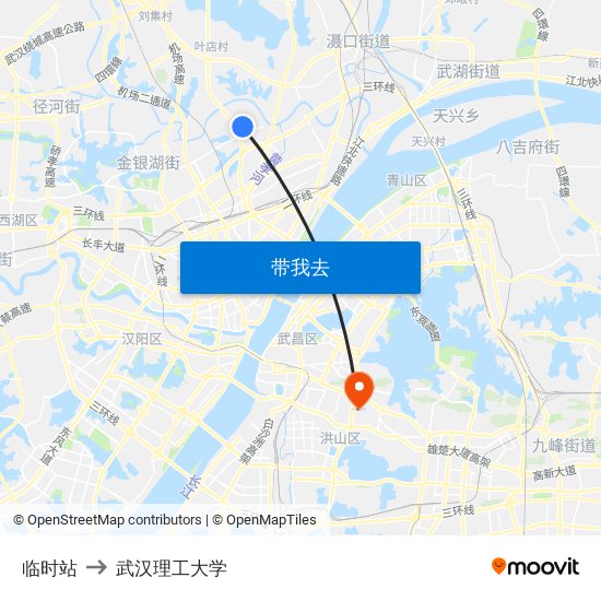 临时站 to 武汉理工大学 map