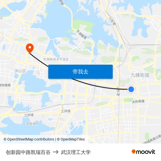 创新园中路凯瑞百谷 to 武汉理工大学 map