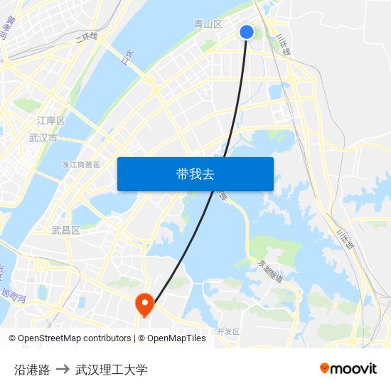 沿港路 to 武汉理工大学 map