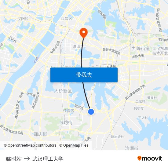 临时站 to 武汉理工大学 map