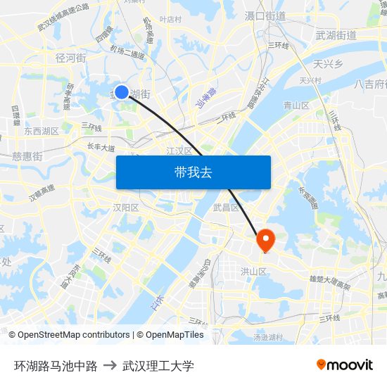 环湖路马池中路 to 武汉理工大学 map