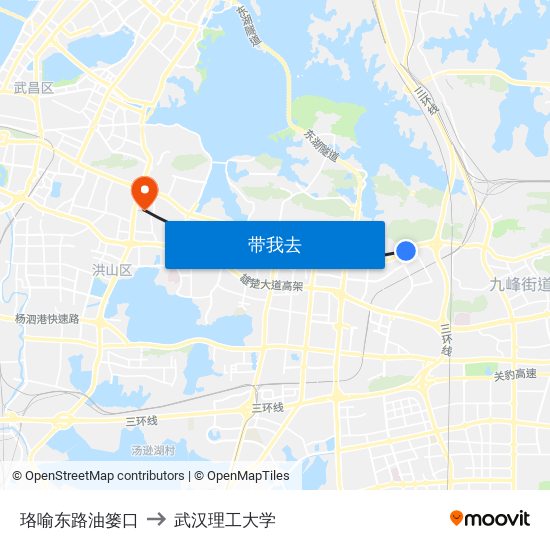 珞喻东路油篓口 to 武汉理工大学 map