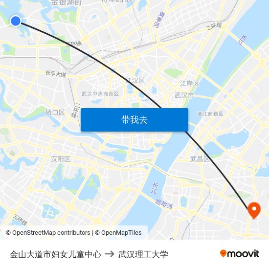 金山大道市妇女儿童中心 to 武汉理工大学 map