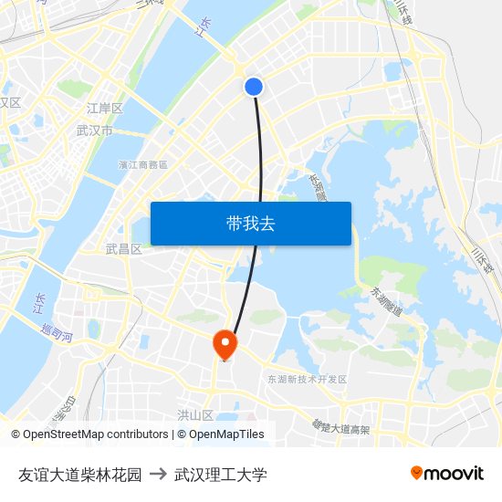 友谊大道柴林花园 to 武汉理工大学 map