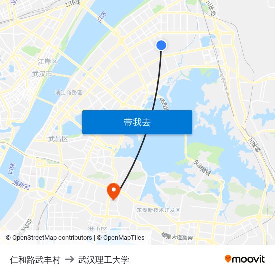 仁和路武丰村 to 武汉理工大学 map