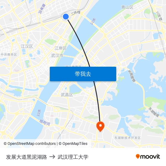 发展大道黑泥湖路 to 武汉理工大学 map