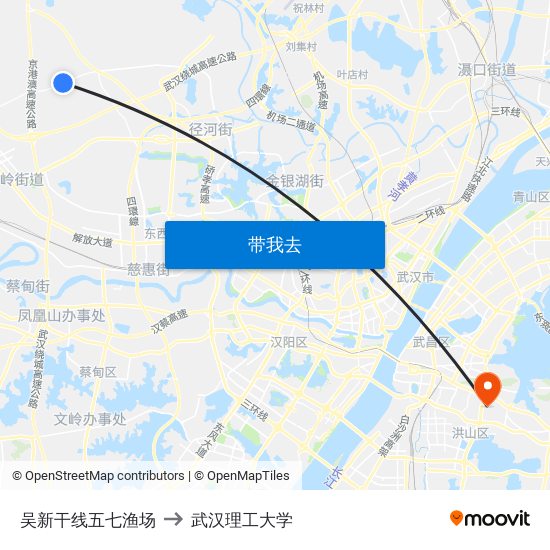 吴新干线五七渔场 to 武汉理工大学 map