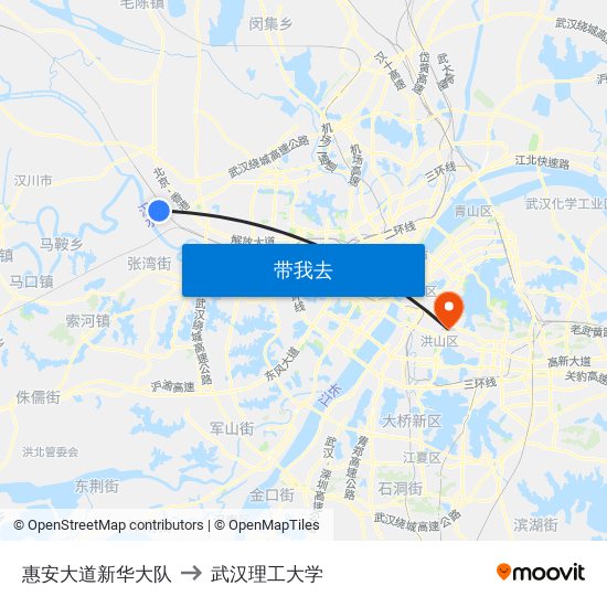 惠安大道新华大队 to 武汉理工大学 map