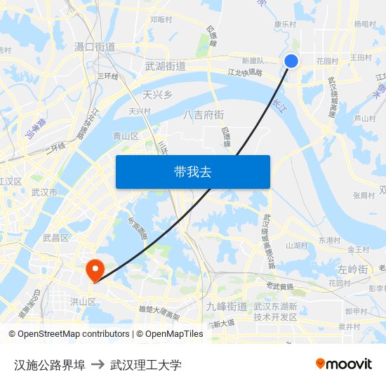 汉施公路界埠 to 武汉理工大学 map