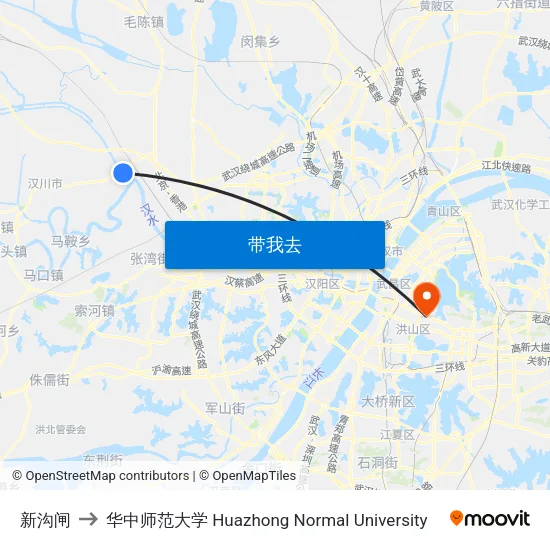 新沟闸 to 华中师范大学 Huazhong Normal University map