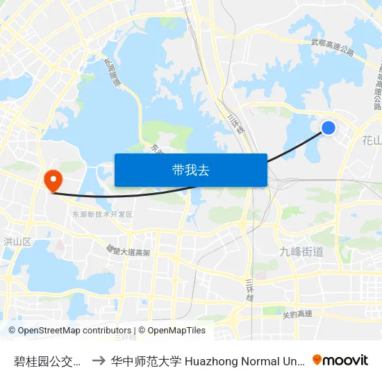 碧桂园公交场站 to 华中师范大学 Huazhong Normal University map