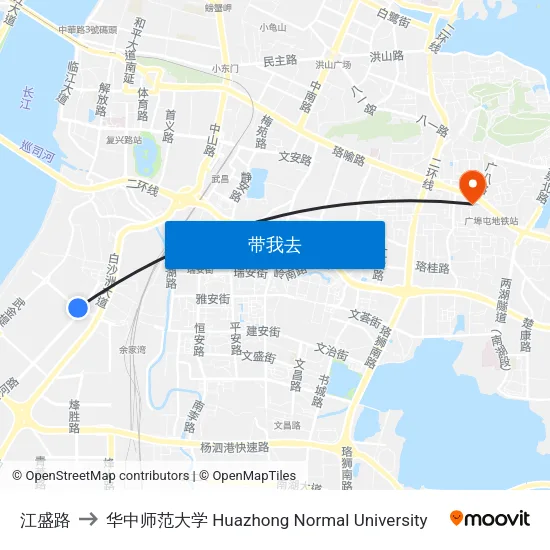 江盛路 to 华中师范大学 Huazhong Normal University map