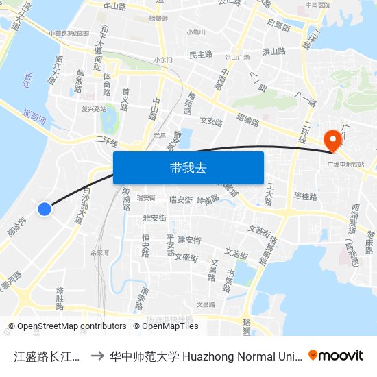 江盛路长江紫都 to 华中师范大学 Huazhong Normal University map