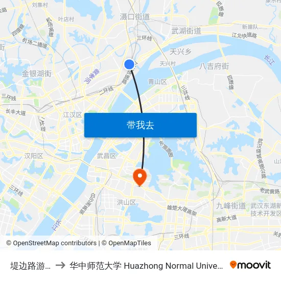 堤边路游湖 to 华中师范大学 Huazhong Normal University map