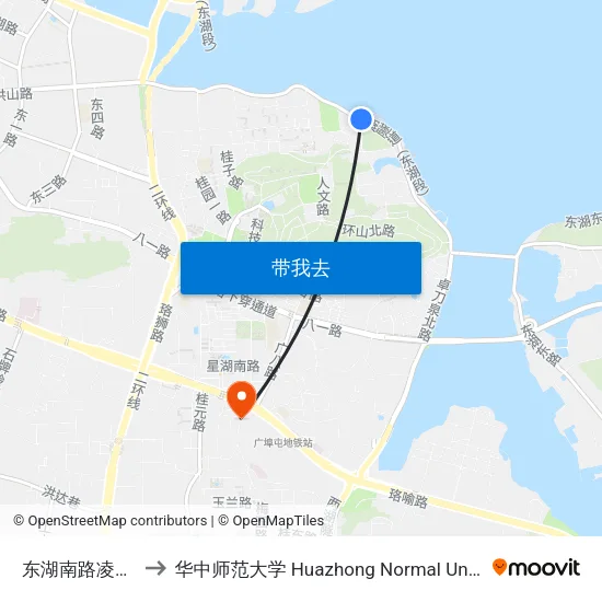 东湖南路凌波门 to 华中师范大学 Huazhong Normal University map