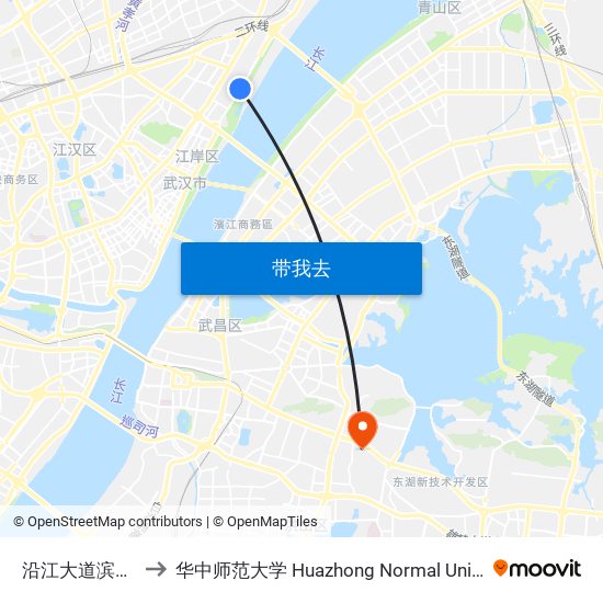 沿江大道滨江苑 to 华中师范大学 Huazhong Normal University map