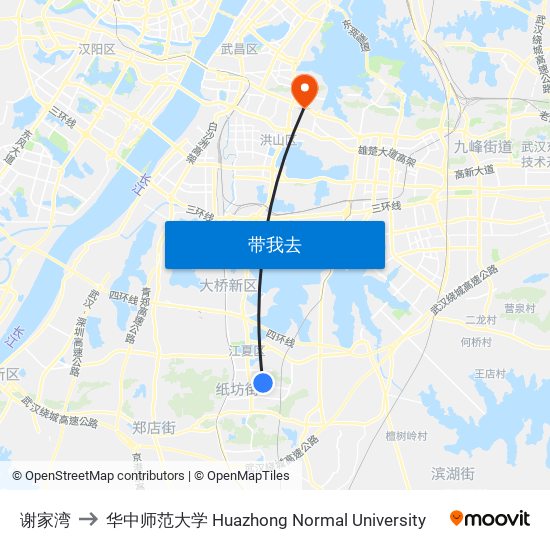 谢家湾 to 华中师范大学 Huazhong Normal University map