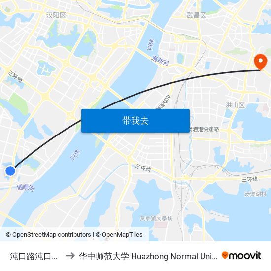 沌口路沌口小学 to 华中师范大学 Huazhong Normal University map