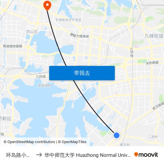 环岛路小甘湾 to 华中师范大学 Huazhong Normal University map