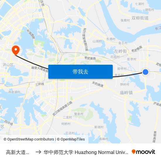 高新大道大湾 to 华中师范大学 Huazhong Normal University map